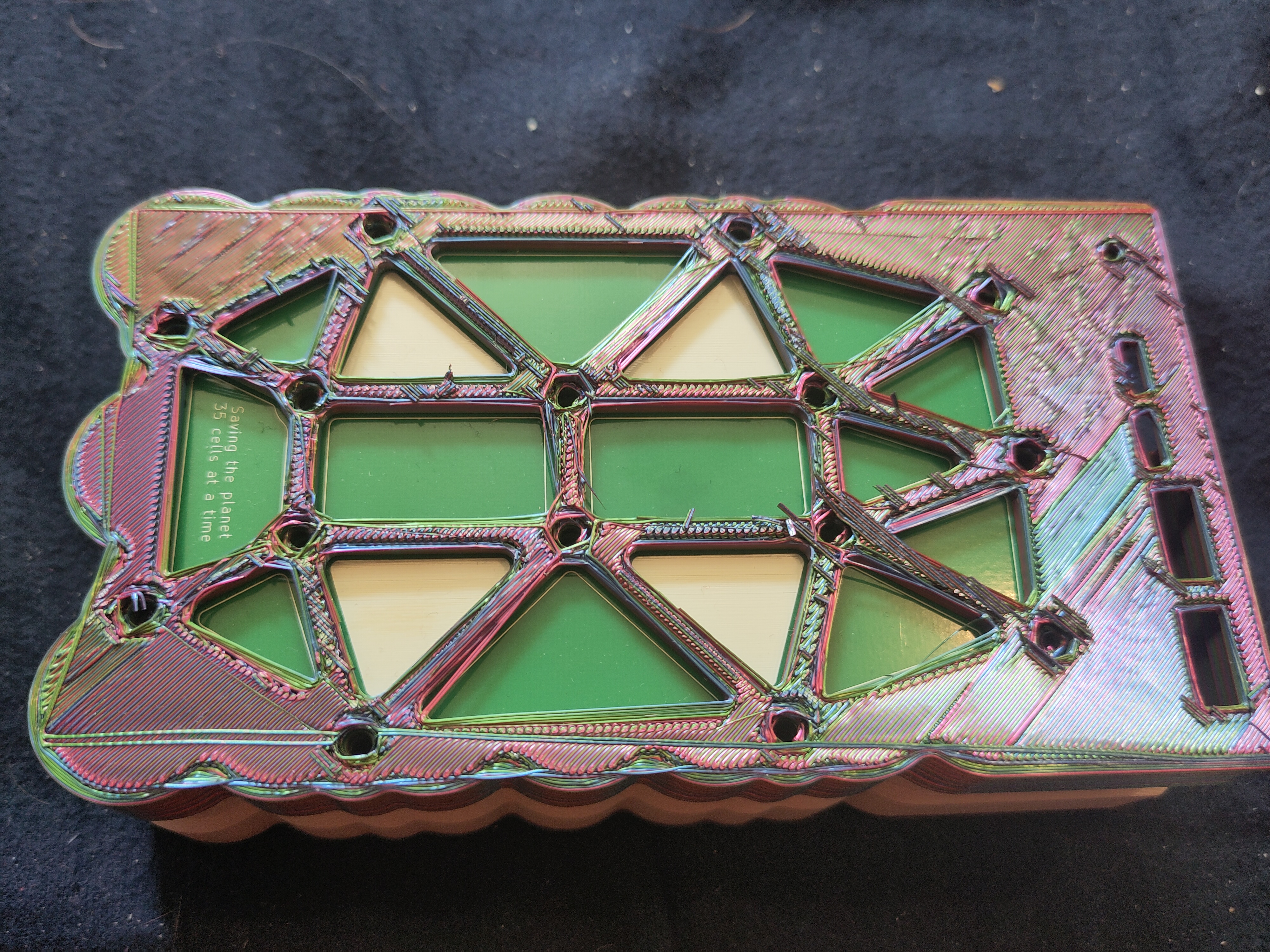 Assembled battery sans charging circuitry.